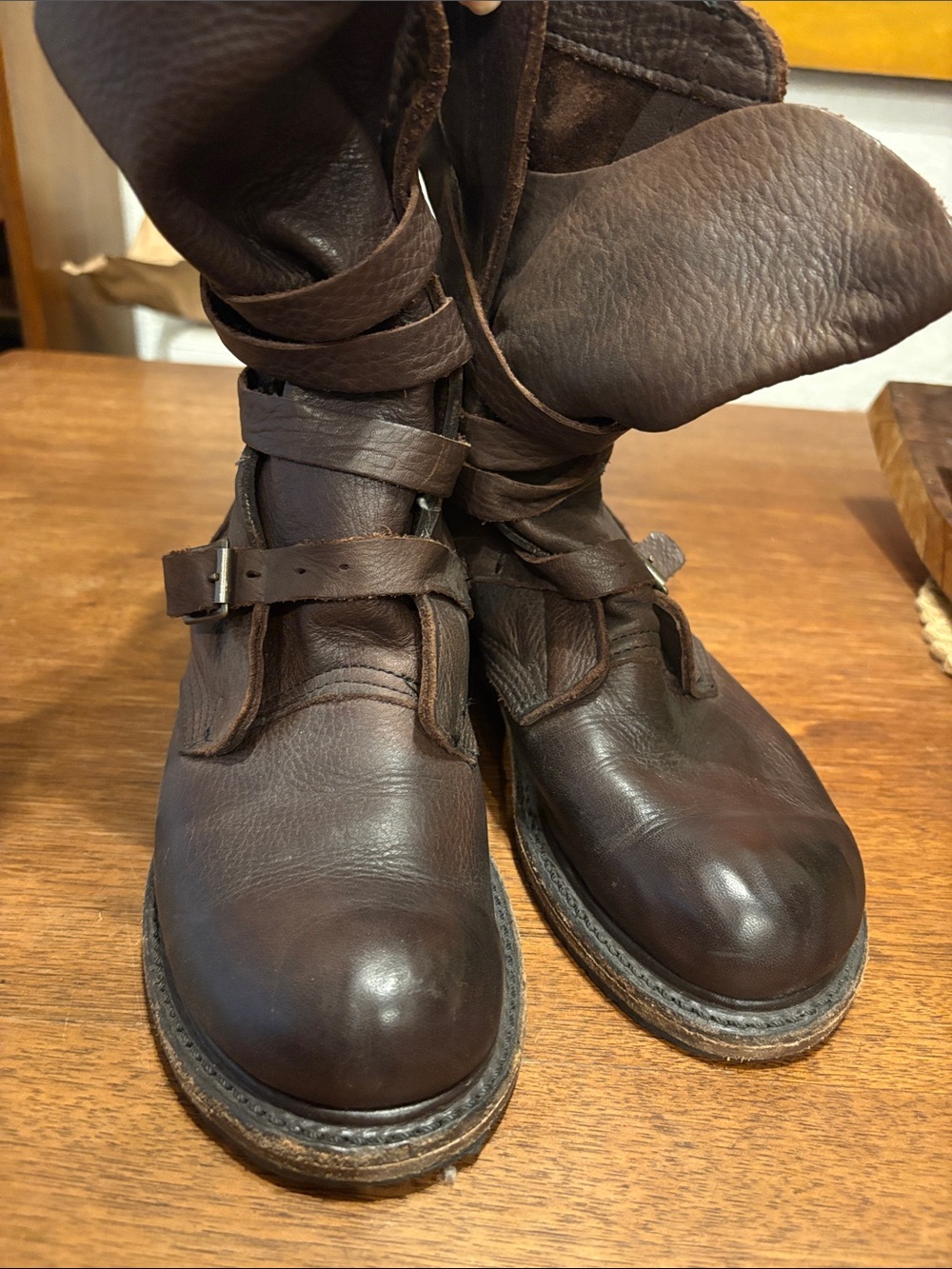 Vintage brand USA made Brown Leather Buckle Boots - Picture 3 of 6